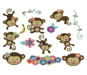 Stickserie Affenmädchen